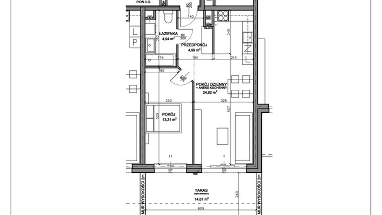 Rzut - Mieszkanie na sprzedaż 2 pokoje o powierzchni 47,93 m² - numer N.D.00.02 w Nobilis