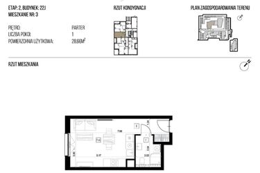 Rzut - Mieszkanie na sprzedaż 1 pokój o powierzchni 28,66 m² - numer 22J/03 w NATURAMA II