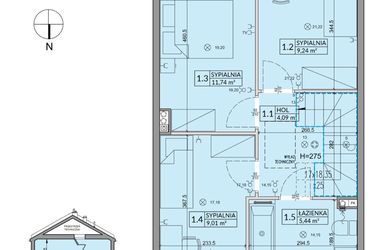 Rzut - Dom na sprzedaż 4 pokoje o powierzchni 85,17 m² - numer 176A w Arkady Walendów etap 3 i 4