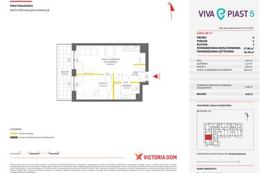 Rzut - Mieszkanie na sprzedaż 2 pokoje o powierzchni 37,88 m² - numer A.47 w Viva Piast 5