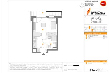 Rzut - Mieszkanie na sprzedaż 1 pokój o powierzchni 25,95 m² - numer F.10 w Apartamenty Literacka etap 2.3