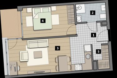 Rzut - Mieszkanie na sprzedaż 2 pokoje o powierzchni 45 m² - numer 3.4C w City Łobzów