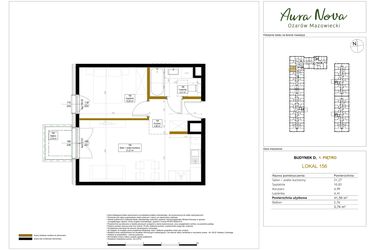 Rzut - Mieszkanie na sprzedaż 2 pokoje o powierzchni 41,5 m² - numer 156 w Aura Nova etap II