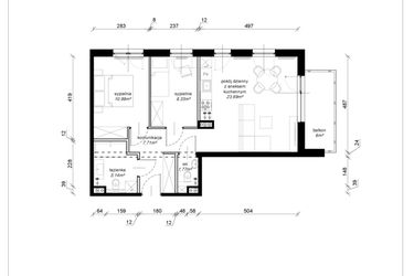 Rzut - Mieszkanie na sprzedaż 3 pokoje o powierzchni 57,63 m² - numer E.4.29.3a w Art.Teo etap 3