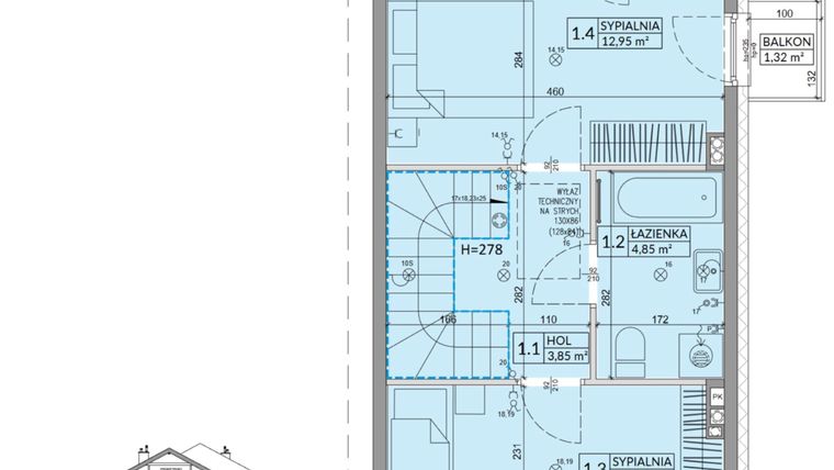 Rzut - Dom na sprzedaż 3 pokoje o powierzchni 68,42 m² - numer 30B w Osiedle Słoneczne etap III