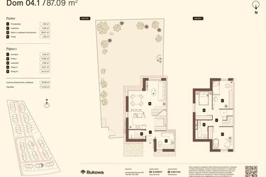 Rzut - Mieszkanie na sprzedaż 5 pokoi o powierzchni 87,09 m² - numer 04.1 w Bukowa