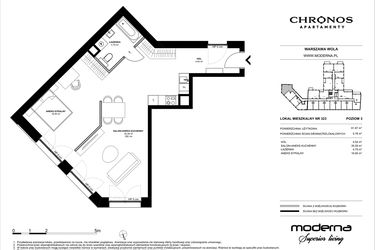 Rzut - Mieszkanie na sprzedaż 2 pokoje o powierzchni 61,87 m² - numer 323 w Chronos etap II
