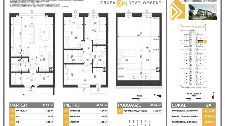 Rzut - Dom na sprzedaż 5 pokoi o powierzchni 87,79 m² - numer 2A w Duchnickie Zacisze