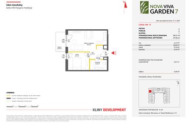 Rzut - Mieszkanie na sprzedaż 2 pokoje o powierzchni 38,31 m² - numer 38 w Nova Viva Garden 7