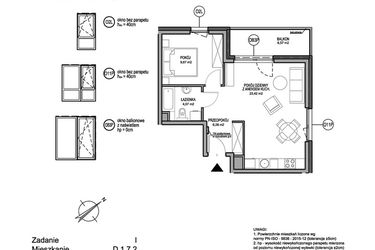 Rzut - Mieszkanie na sprzedaż 2 pokoje o powierzchni 43,59 m² - numer D.1.7.2 w Rumia Centralna
