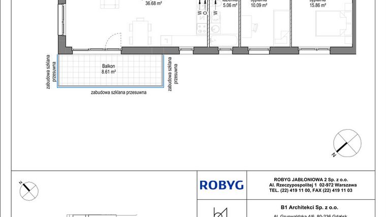 Rzut - Mieszkanie na sprzedaż 3 pokoje o powierzchni 78,58 m² - numer A.2M01 w Kobieli 4