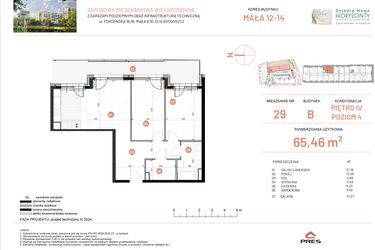 Rzut - Mieszkanie na sprzedaż 3 pokoje o powierzchni 65,46 m² - numer 12.29 w Osiedle Nowe Horyzonty etap III