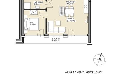 Rzut - Mieszkanie na sprzedaż 2 pokoje o powierzchni 41,23 m² - numer 20 w Apartamenty Zdrój