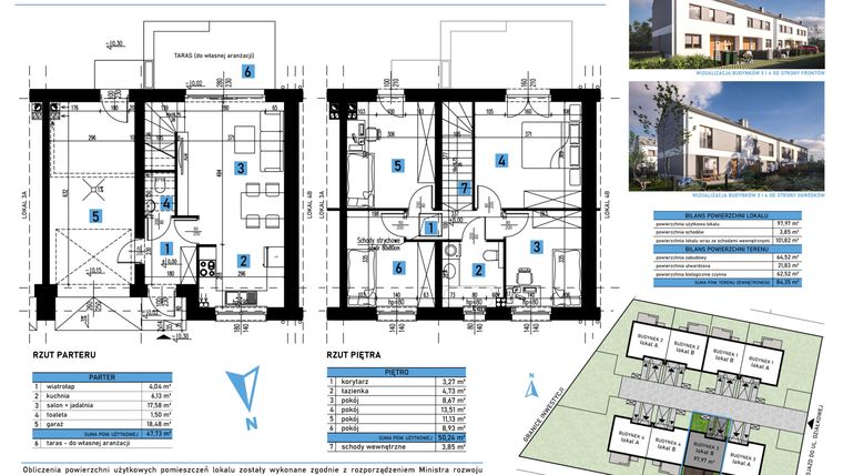 Rzut - Dom na sprzedaż 5 pokoi o powierzchni 101,82 m² - numer 3B w Domy w Bielanach Wrocławskich
