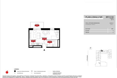 Rzut - Mieszkanie na sprzedaż 1 pokój o powierzchni 29,35 m² - numer BR12/93 w Browary Wrocławskie 2