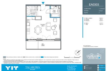 Rzut - Mieszkanie na sprzedaż 2 pokoje o powierzchni 73,76 m² - numer EA0303 w Talarowa Park II