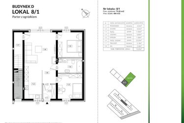 Rzut - Mieszkanie na sprzedaż 3 pokoje o powierzchni 75,2 m² - numer 8/1 w Szczęśliwa Polana