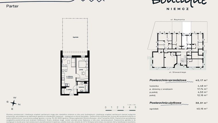 Rzut - Mieszkanie na sprzedaż 2 pokoje o powierzchni 38,91 m² - numer 3 w Boutique NIEMCZ