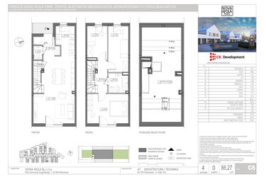 Rzut - Dom na sprzedaż 4 pokoje o powierzchni 86,27 m² - numer C.6 w Nova Wola Park