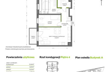 Rzut - Mieszkanie na sprzedaż 3 pokoje o powierzchni 50,7 m² - numer A/4/51 w Niepołomicka Vita