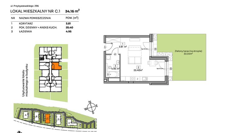 Rzut - Mieszkanie na sprzedaż 1 pokój o powierzchni 34,16 m² - numer C.1 w Och!Widzew
