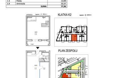 Rzut - Mieszkanie na sprzedaż 2 pokoje o powierzchni 77,96 m² - numer K2/23 w Przystań Królewiecka III