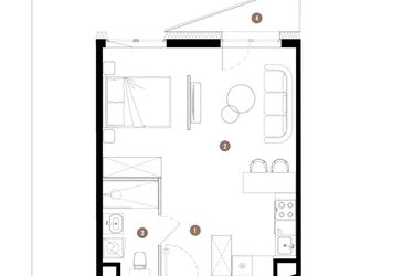 Rzut - Mieszkanie na sprzedaż 1 pokój o powierzchni 36,98 m² - numer C2.02.13 w Apartamenty Reytana