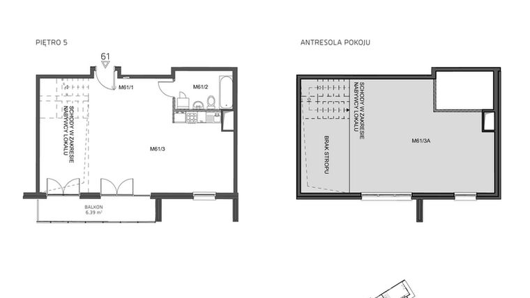 Rzut - Mieszkanie na sprzedaż 1 pokój o powierzchni 97,33 m² - numer 61 w Wzgórze Krzemionki II