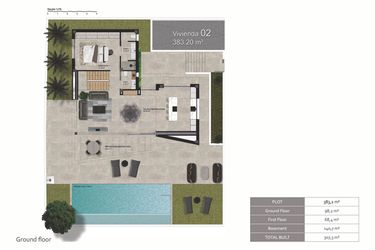 Rzut - Dom na sprzedaż 3 pokoje o powierzchni 307,3 m² - numer 2 w Domy w Polop - 19359115