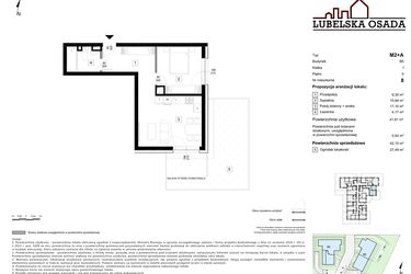Rzut - Mieszkanie na sprzedaż 2 pokoje o powierzchni 42,15 m² - numer B5.8 w Lubelska Osada budynek B5