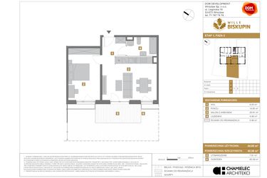 Rzut - Mieszkanie na sprzedaż 3 pokoje o powierzchni 44,6 m² - numer I.2 w Wille Biskupin II