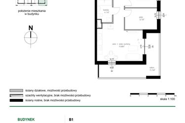 Rzut - Mieszkanie na sprzedaż 3 pokoje o powierzchni 52,03 m² - numer 11 w Wędrowna