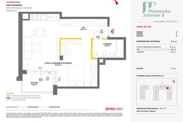 Rzut - Mieszkanie na sprzedaż 1 pokój o powierzchni 49,17 m² - numer 160 w Miasteczko Julianów etap 2