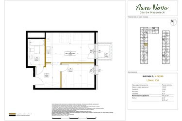 Rzut - Mieszkanie na sprzedaż 2 pokoje o powierzchni 44,37 m² - numer 138 w Aura Nova etap II