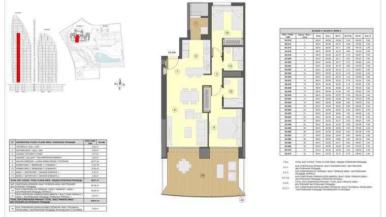 Rzut - Mieszkanie na sprzedaż 2 pokoje o powierzchni 105 m² - numer 24-D2-256 w Apartamenty w Benidorm - 28229441
