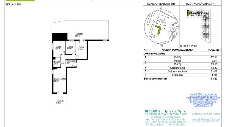 Rzut - Mieszkanie na sprzedaż 4 pokoje o powierzchni 73,63 m² - numer A3 w Jasielska 8C
