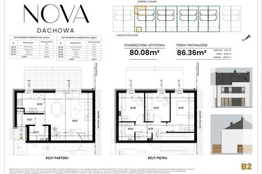 Rzut - Dom na sprzedaż 4 pokoje o powierzchni 80,08 m² - numer B2 w Nova Dachowa II