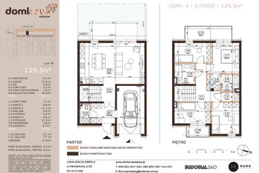 Rzut - Dom na sprzedaż 5 pokoi o powierzchni 129,3 m² - numer 4 w Domkove Widzew etap 2