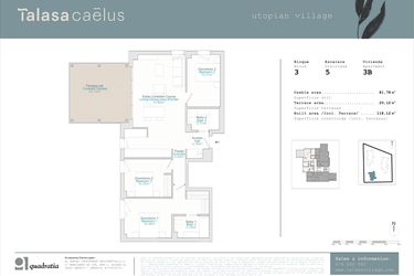 Rzut - Mieszkanie na sprzedaż 3 pokoje o powierzchni 81 m² - numer 3.3B w Talasa Caelus -  Denia