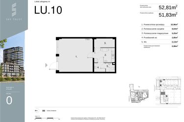 Rzut - Lokal użytkowy na sprzedaż 1 pokój o powierzchni 52,81 m² - numer LU10 w Sky Trust etap II