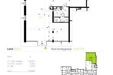 Rzut - Lokal użytkowy na sprzedaż 1 pokój o powierzchni 141,69 m² - numer B6.L1 w Osiedle Natura Park etap II