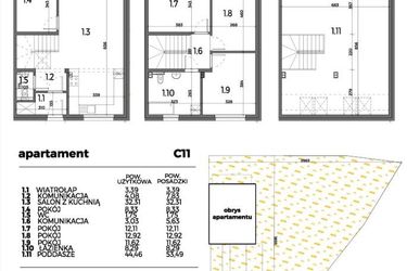 Rzut - Mieszkanie na sprzedaż 5 pokoi o powierzchni 143,43 m² - numer C11 w Aleja Miodowa