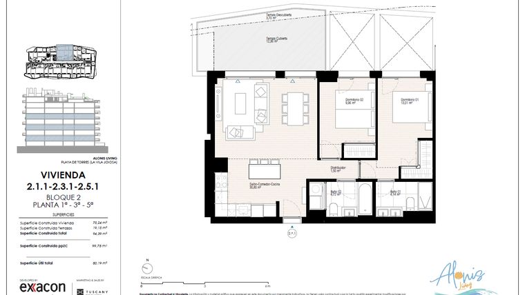 Rzut - Mieszkanie na sprzedaż 2 pokoje o powierzchni 105,91 m² - numer 31. w Alonis Living II