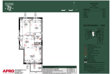 Rzut - Mieszkanie na sprzedaż 3 pokoje o powierzchni 59,26 m² - numer 24 w Wspólnota Mieszkaniowa Gajowa 72