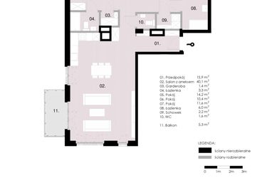Rzut - Mieszkanie na sprzedaż 4 pokoje o powierzchni 106,67 m² - numer M3.04 w Wola Vert