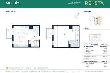 Rzut - Mieszkanie na sprzedaż 3 pokoje o powierzchni 63,08 m² - numer M31 w Reneta