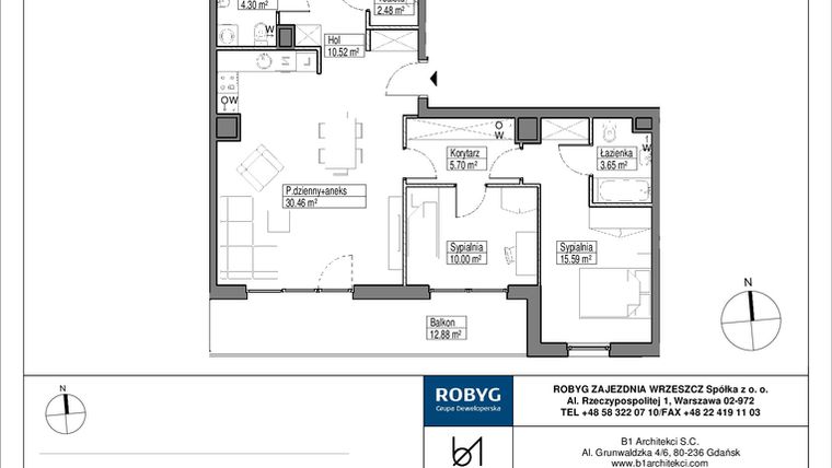 Rzut - Mieszkanie na sprzedaż 5 pokoi o powierzchni 109,34 m² - numer I.5M05 w Zajezdnia Wrzeszcz
