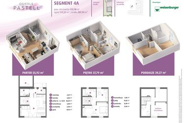 Rzut - Dom na sprzedaż 3 pokoje o powierzchni 115,25 m² - numer 4a w Osiedle Pastell