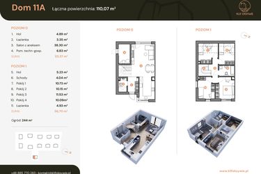 Rzut - Dom na sprzedaż 5 pokoi o powierzchni 110,15 m² - numer 11a w Klif Oksywie