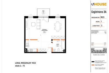 Rzut - Mieszkanie na sprzedaż 2 pokoje o powierzchni 54,08 m² - numer 23 w Osiedle StaLove etap II